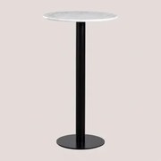 Okrągły Wysoki Stół Barowy Z Marmuru (ø60 Cm) Rocher Biały Marmur & Negro - Sklum