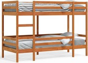 Łóżko Piętrowe z Litego Drewna Brązowe 75x190 cm - Bezpieczny i Kompaktowy Design
