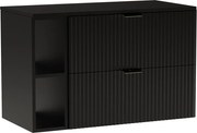Szafka pod umywalkę WENA, z regałem, ryflowane fronty, Willy, 100x60x47 cm, Czarna