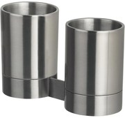 Spirella Dwa kubki ścienne na szczoteczki Nyo, szczotkowana stal nierdzewna