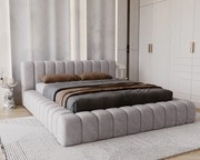 Emporius Como łóżko z pojemnikiem do sypialni - łózko tapicerowane 180x200, nowoczesny styl - duże łózko, gruba pianka - tkanina velvet, szary (Whisper 17)