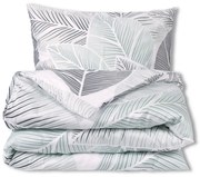 Matex Pościel satynowa Szare liście, 140 x 200 cm,70 x 90 cm