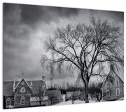 Obraz czarno - białej wioski (70x50 cm)