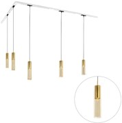 Nowoczesny system oświetlenia szynowego z 5 złotymi lampami wiszącymi jednofazowymi - Iconic Lloyd Nowoczesny Oswietlenie wewnetrzne
