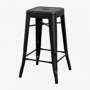 Wysoki, Stalowy, Sztaplowany Stołek Lix Czarny Matowy & ↑65 Cm - Sklum