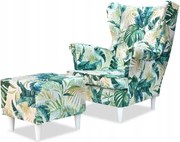 Fotel Uszak z podnóżkiem nowoczesne kultowe PRINTY