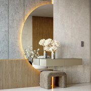 Lustro półokrągłe LED ścienne | Artforma | prawe