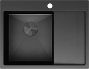 Mexen Exar zlewozmywak stalowy 1-komorowy z ociekaczem, lewy 620 x 480 mm, czarny HC - 6431621005L-70HC