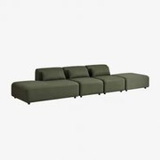 3-częściowa Sofa Modułowa Z Lewym Szezlongiem I Pufą Fogler Chenille Salvia Zieleń - Sklum