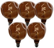 Zestaw 5 ściemnialnych żarówek LED E27 T125 brązowe 4W 120 lm 1800K