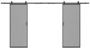 Drzwi przesuwne podwójne z naściennym systemem przesuwnym – aluminium i szkło hartowane przydymione – 2 x wys. 205 x dł. 63 cm– LINCI II