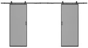 Drzwi przesuwne podwójne z naściennym systemem przesuwnym – aluminium i szkło hartowane przydymione – 2 x wys. 205 x dł. 63 cm– LINCI II