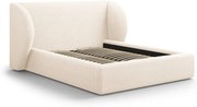 Kremowe tapicerowane łóżko dwuosobowe ze schowkiem i stelażem 180x200 cm Miley – Micadoni