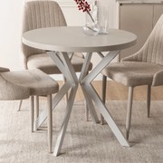 Stół Okrągły Rozkładany DORIAN 80-160 cm Kaszmir/Biały Nowoczesny