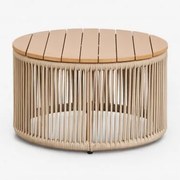 Okrągły Stolik Kawowy Ogrodowy Z Żelaza I Plecionej Liny Calipso Ø60 Cm - Sklum