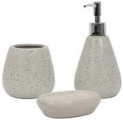 Zestaw akcesoriów łazienkowych: dozownik, mydelniczka i kubek