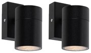 Zestaw 2 lamp ściennych zewnętrznych czarny ze stali nierdzewnej IP44 - Solo