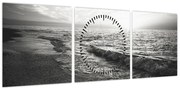 Obraz - Na brzegu morza (z zegarem) (90x30 cm)