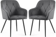 Zestaw 2 grafitowych krzeseł pikowanych N9-D97