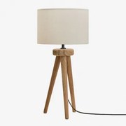 Lampa Stołowa Z Drewna Mango Simona Drewno Mango & Biały Ø30 Cm - ↑25 Cm Arlina - Sklum