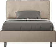 Łóżko wyposażone w stelaż z listwami tapicerowane 120x200 sztucznej skóry szaro-beżowy Antea Large