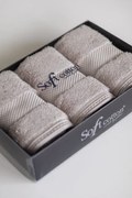 Zestaw podarunkowy małych ręczników DELUXE, 3 szt Jasnoszary