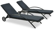 Zestaw antracytowych leżaków na kółkach do ogrodu G6-F50