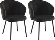 Zestaw 2 krzeseł z tkaniny i metalu - Czarne - TANURY