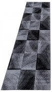 Dywan nowoczesny Plus Kwadraty szaro-czarny 80 cm x 300 cm