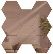 Lustro ścienne złote w kształcie hexagonu hexagon lustro brown 8 sztuk