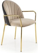 Krzesło tapicerowane K500 beżowe/czarne z podłokietnikami HALMAR