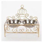 Stojak z dwiema miskami ze stali nierdzewnej