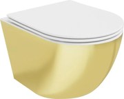 Mexen Lena miska wc Rimless z deską wolnoopadającą slim, duroplast, biała/złota - 30224006