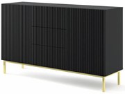 Czarna komoda z lamowym frontem glamour T2-E14