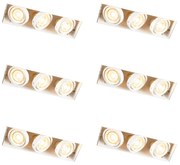 Zestaw 6 reflektorów wpuszczanych białych regulowanych bezramkowych 3-punktowych - Oneon