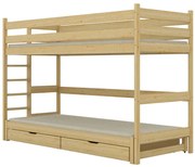 Drewniane piętrowe łóżko dziecięce z szufladami - 5 rozmiarów P2-B63