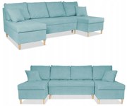 Narożnik Wigo BIG rozkładany z funkcją spania Family Meble welur turkusowy