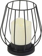 Świecznik metalowy, świeca LED, ciepła biała, czarny / biały