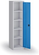 Wąska szafa warsztatowa, 4 półki, 1950 × 505 × 500 mm, niebieskie drzwi
