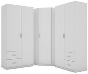 Szafa narożna z półkami i wieszakami na ubrania 189 x 214 cm – Biała