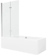 Mexen Cube wanna prostokątna 170 x 80 cm z obudową i parawanem 2-skrzydłowym 100 cm, transparent, chrom - 550517080X9210020100