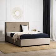 Łóżko Tapicerowane 140x200 cm ze Stelażem Dwuosobowe ANDRE Welurowe Beżowe