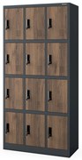 Szafka skrytkowa socjalna 12-skrytkowa antracytowa/orzech, 900 x 1850 x 400 mm: MARCIN Eco Design