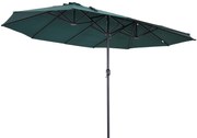 Outsunny Podwójny Parasol Owalny do Ogrodu z Korbką i Stojakiem, Ciemnozielony, Duży Rozmiar 460x270x240cm, Ochrona przed Słońcem | Aosom PL