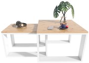 Dwa Skandynawskie Stoliki Kawowe Dąb Artisan + Biały F8-N83