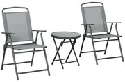 Outsunny Zestaw mebli bistro na zewnatrz, Zestaw bistro ogrodowy Składany zestaw bistro, 53,5 cm x 64 cm x 93 cm, Jasnoszary