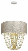 Lampa wisząca biała, złota, z kryształkami ALMERIA WHITE/GOLD 1xE27