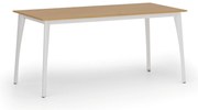 Stół konferencyjny do biura PRIMO OMEGA, 160x80 cm, biała podstawa, buk