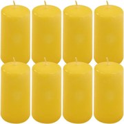 Zestaw świec filarowych, 10 cm, Ø 5 cm, żółte, 8 szt.