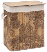 Kosz na pranie BAMBOO z motywem kwiatów, 60 l